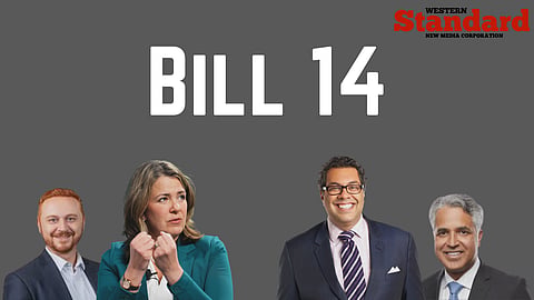 Danielle Smith, Mickey Amery, Naheed Nenshi, and Irfan Sabir placed under Bill 14.