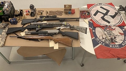 Lloydminster RCMP arrest man for hate threats; weapons Nazi symbol seized

