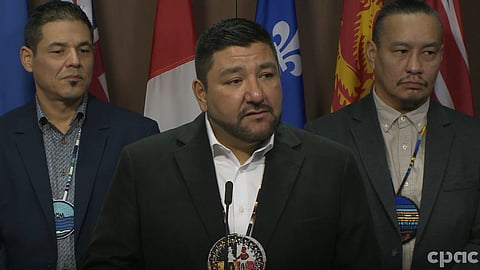 Treaty 8 First Nations leaders: Grand Chief Trevor MercredI (Centre)