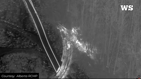 A screenshot from RCMP footage of officers pursuing Christopher Stebbings.