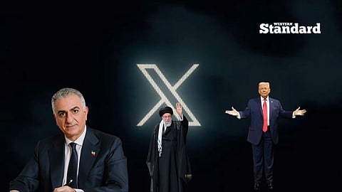 Reza Pahlavi (left)  Supreme Leader Ali Khamenei (Centre) Donald Trump (Right