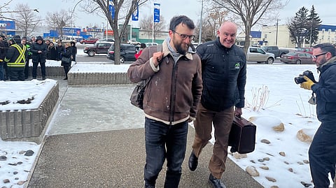 David Parker (left) at Elections Alberta