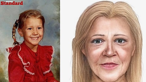 Tania Murrell next to age-progression composite sketch