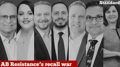 An image featuring AB Resistance's targeted MLAs in their quest to bring down Danielle Smith and the UCP. 