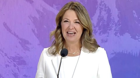 Premier Danielle Smith at the Conservative Party of Canada's national convention in Calgary on January 31. 