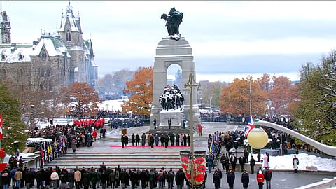 A large crowd gathered around Ottawa’s National War Memorial for the National Remembrance Day Ceremony. 