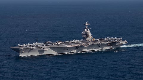 U.S.S. Gerald R Ford in transit in the Atlantic Ocean, October 2022