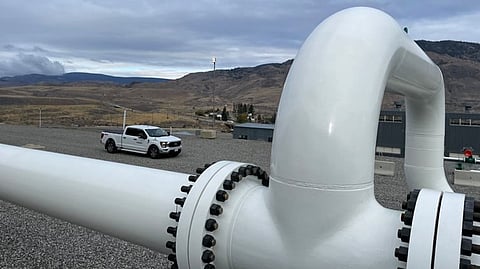 Infrastructure images of Compressor Station 7 (CS-7) at Savona, BC, located along Enbridge's Westcoast Energy's BC Pipeline natural gas transmission pipeline right-of-way, captured in October 2023.