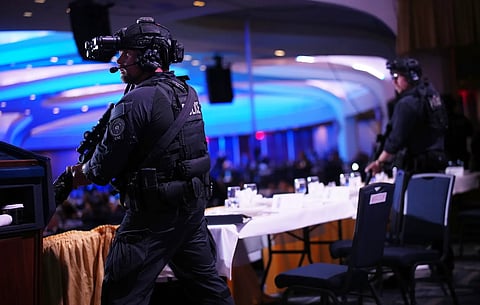 President Donald Trump escorted out of the building during the White House Press Correspondents Dinner after six shots were fired.