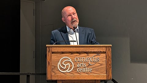 John Gormley speaks at the 2026 gala of the Regina Civic Awareness and Action Network (Apr 30, 2026)