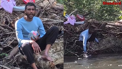 A Canadian woman has gone viral online after she filmed a man who appears to be of Indian descent washing his clothes in a protected stream and polluting it with laundry detergent.