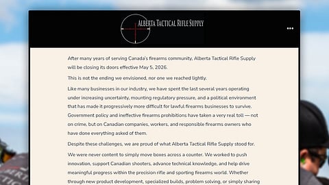 Statement of closure from Alberta Tactical Rifle Supply