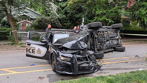 Senior critically injured after driver rampages through Vancouver park and sidewalk