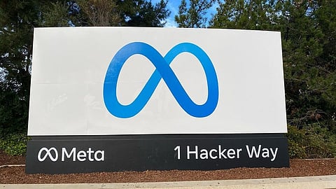 Entrance sign at the Meta Headquarters Complex in Menlo Park, CA