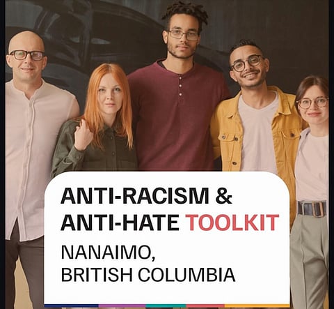 Cover of the Central Vancouver Island Multicultural Society’s Anti-Racism & Anti-Hate Toolkit being distributed throughout Nanaimo, British Columbia.