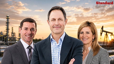 Trevor Ebl (left), president of Canadian natural gas pipelines at TC Energy, Mike Belenkie, president and CEO of Advantage Energy, and Jane Keast, president and CEO of Trans-Northern Pipelines, spoke in Calgary on May 19, 2026. 