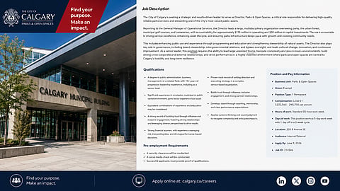 City of Calgary, Director of Parks