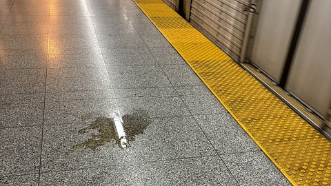Urine covering the floor of a TTC Subway station