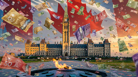Money rain on Parliament Hill