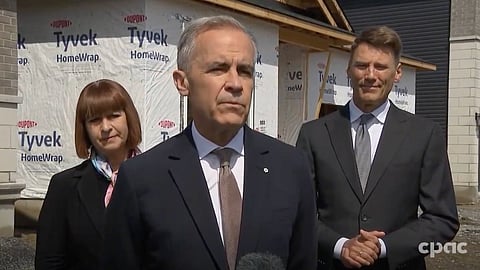 Mark Carney speaking to reporters about the Alberta idependence referendum to hold a referendum. 