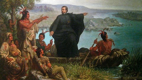 Pere Jacques Marquette, a 17th-century Jesuit missionary and explorer.