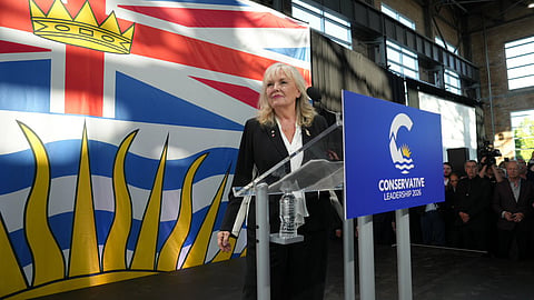 Conservative Party of BC Leader Kerry-Lynne Findlay addresses supporters during the party's 2026 leadership convention.