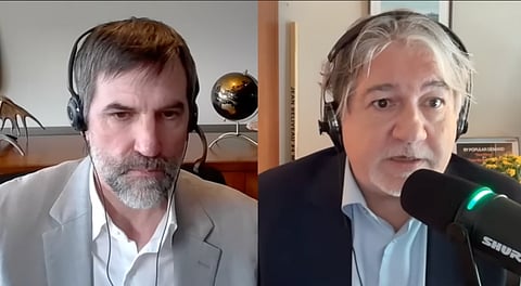 David Herle interviewing Steven Guilbeault on The Herle Burly podcast. 