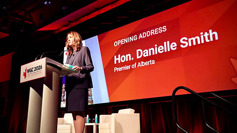 Premier Danielle Smith at the World Geothermal Congress in Calgary on June 8, 2026. 
