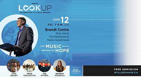 Will Graham will share the Gospel June 12 in Regina, but not the 13th due to parking restrictions to preserve Roughriders tailgating