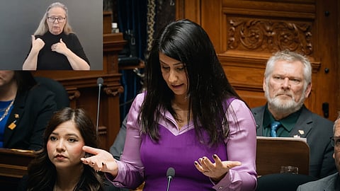 Burnaby East NDP MLA Rohini Arora speaks in the B.C. Legislative Assembly.