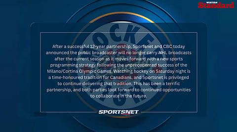 Hockey Night in Canada; Sportsnet and CBC joint statement