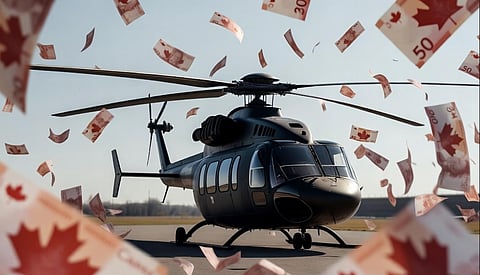Helicopter raining money
