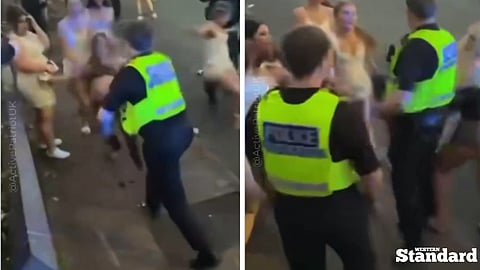 UK officer strikes teenage girls during confortation