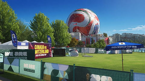 The city's iconic Science World has been given a FIFA-themed exterior for the 2026 World Cup in Vancouver.