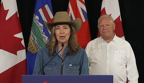 Danielle Smith and Doug Ford