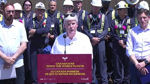 Energy Minister Tim Hodgson in Trail, BC on July 7, 2026. 