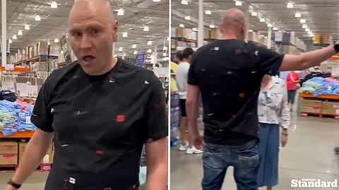 Halifax Regional Police are searching for a man accused of shouting "anti-Muslim" remarks inside a Halifax Costco before allegedly assaulting a customer who was recording the confrontation. 