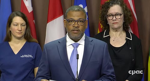 Jason MacLean (Center) from the Canadian Health Coalition