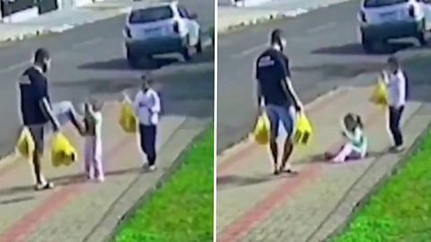 WATCH: Father kicks three-year-old daughter to the ground in Brazil
