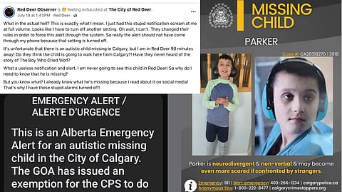 Red Deer resident calls alert for missing 11-year-old Calgary boy Parker 'useless' 