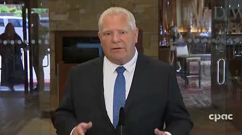 Doug Ford addresses US-Canada relations as he arrives in Charlottetown, P.E.I.