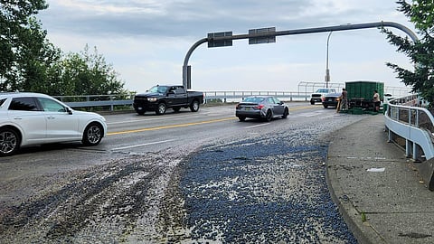 TRAFFIC JAM! Blueberry spill shuts down Mission roadway