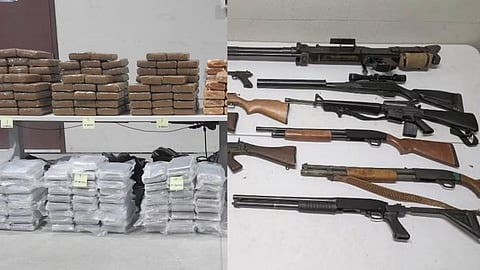 nearly 1.7 tonnes of illegal drugs were seized alongside a troubling array of weapons