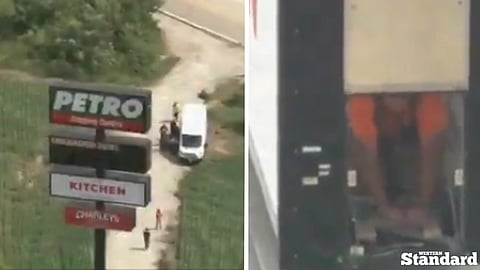  A contractor was rescued Tuesday after becoming trapped 130 ft. inside a sign above Interstate 55