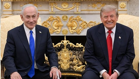 American President Donald Trump meeting with Israeli Prime Minister Benjamin Netanyahu