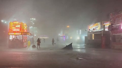 The rain storm that hit K-Days in Edmonton in July 2026. 