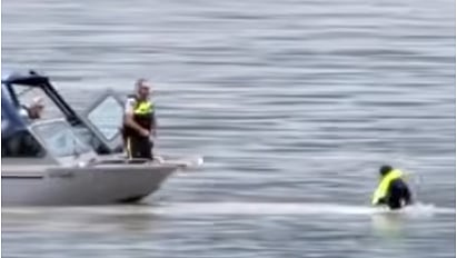 WATCH: RCMP drone and jet boat rescue man stranded in Fraser River near Chilliwack