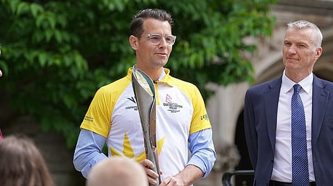 Adam van Koeverden attends an event at McMaster University ahead of the 2022 Birmingham Commonwealth Games. 
