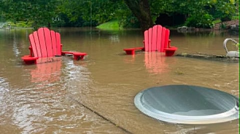 Backyards and businesses have been flooded