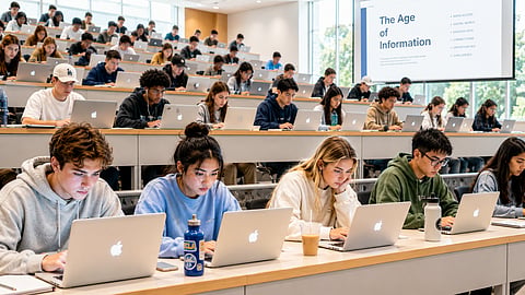 students on their laptops